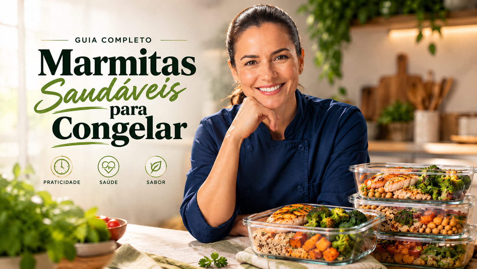 Chef apresentando o livro Receitas Saudáveis para Congelar